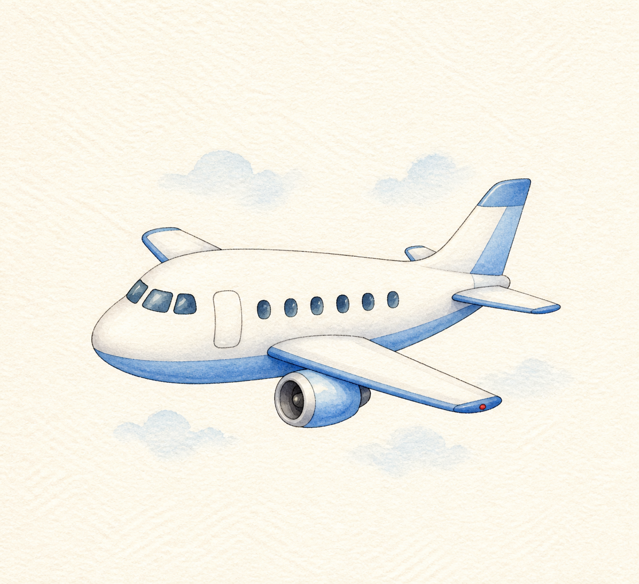 A friendly passenger airplane flying in a clear sky.