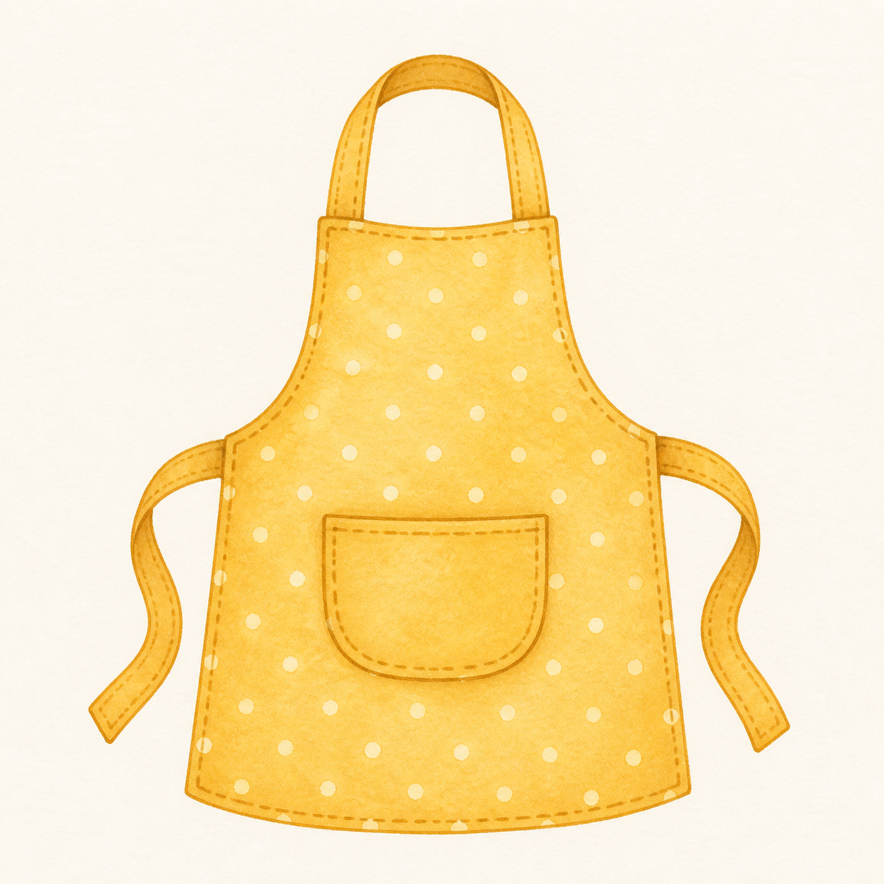 A simple kitchen apron with a pocket and ties.
