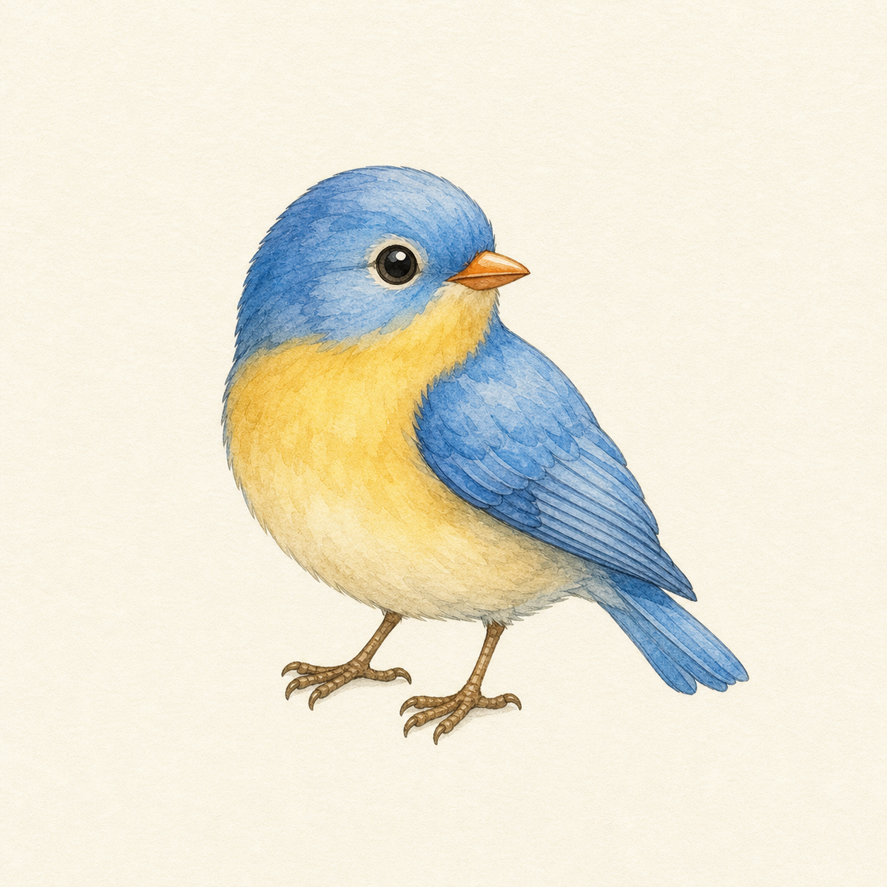 A small cheerful bird with soft feathers.