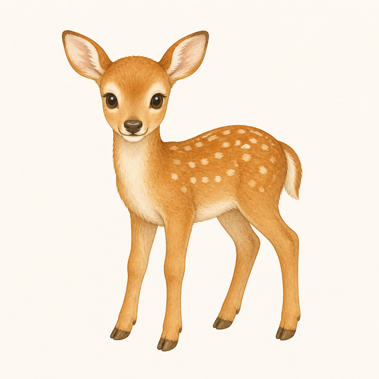 A gentle young brown deer standing calmly.