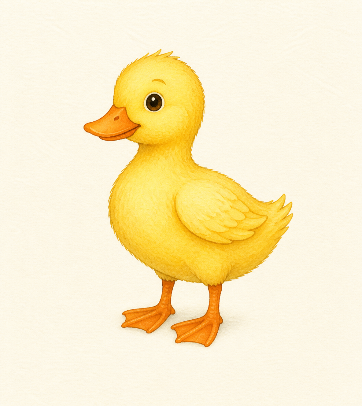 A yellow duck standing calmly.