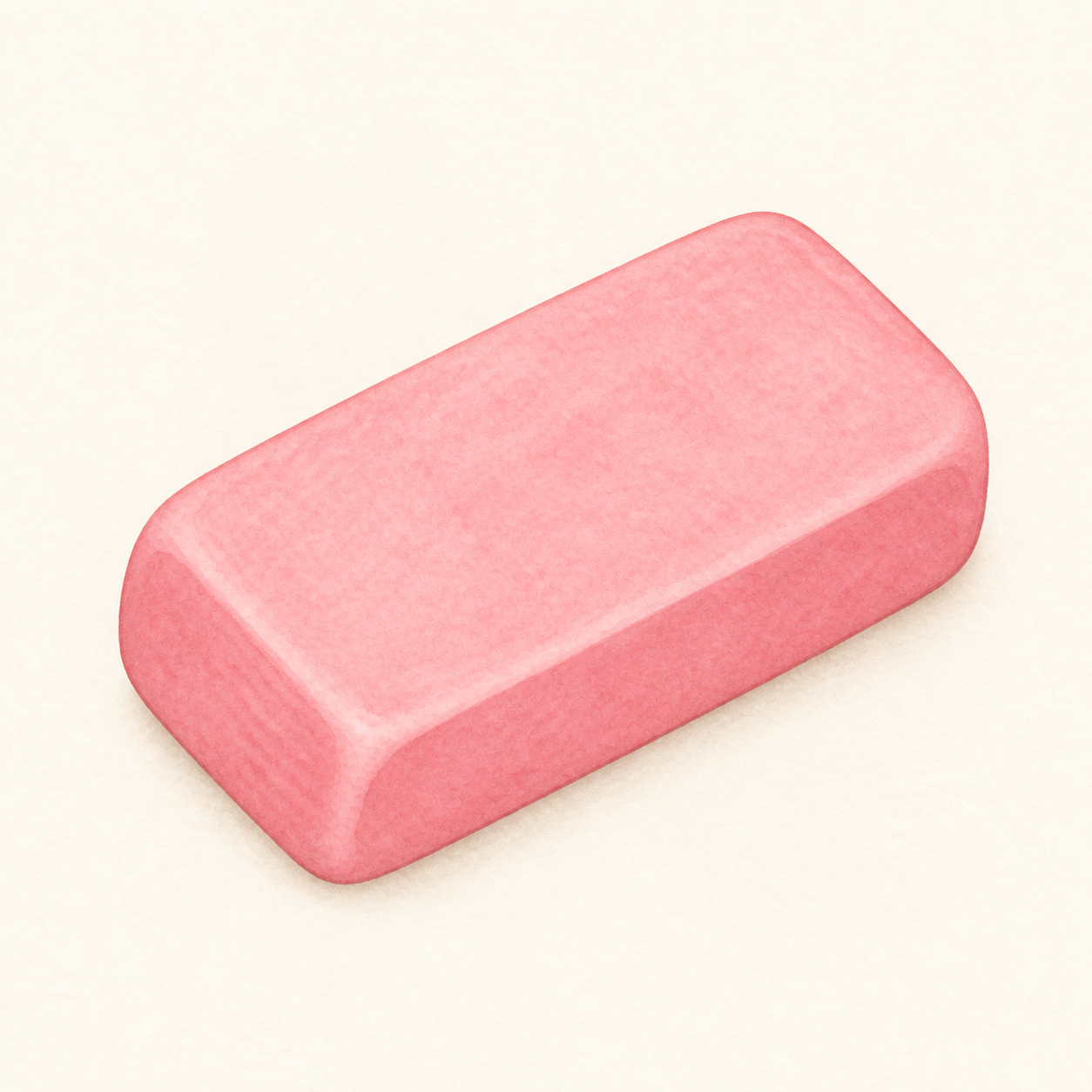 A small pink school eraser with rounded corners.
