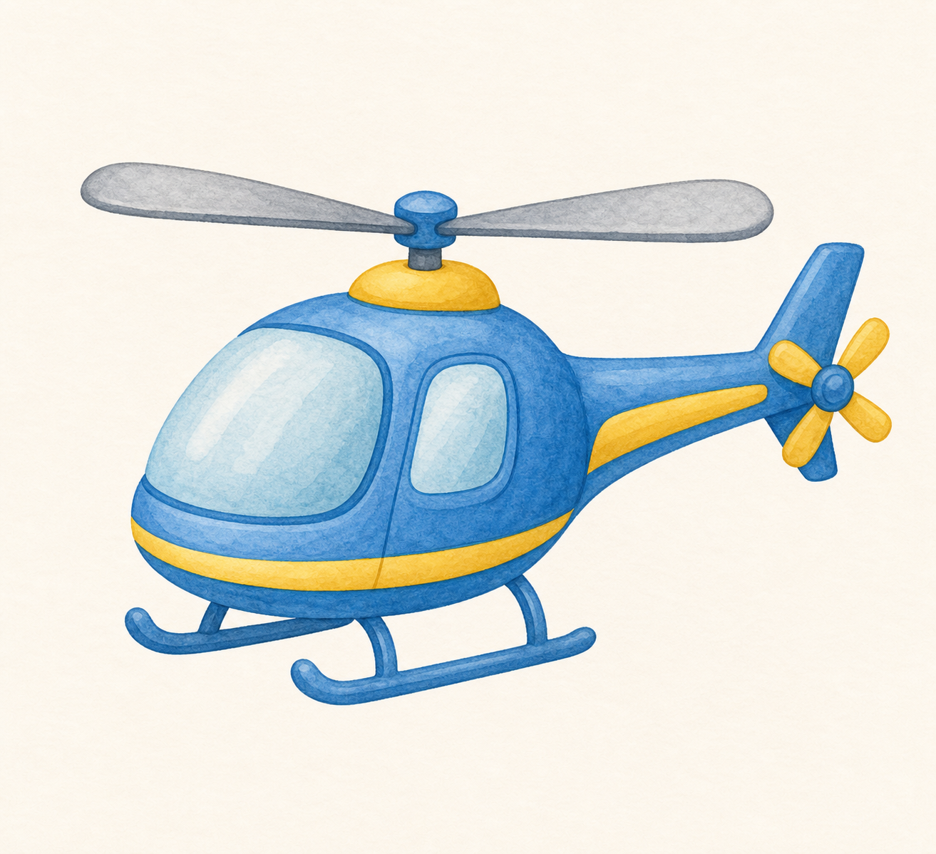 A small rounded helicopter with top and tail rotors.