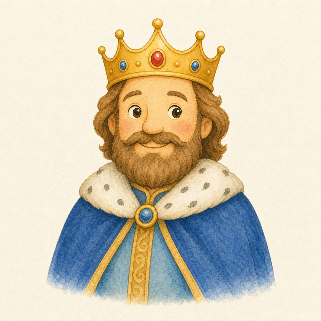 A friendly king with a crown.