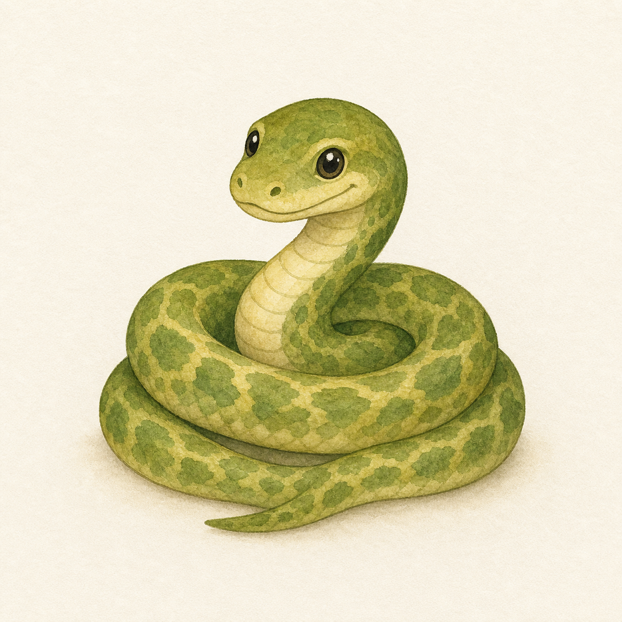 A gentle snake curled up.