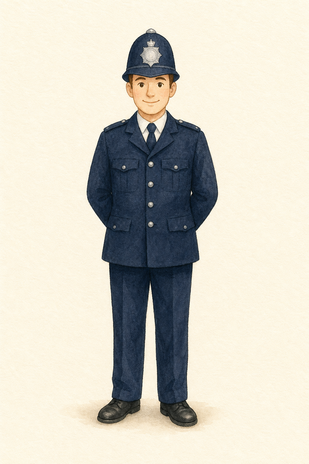 A friendly UK police officer wearing a uniform.