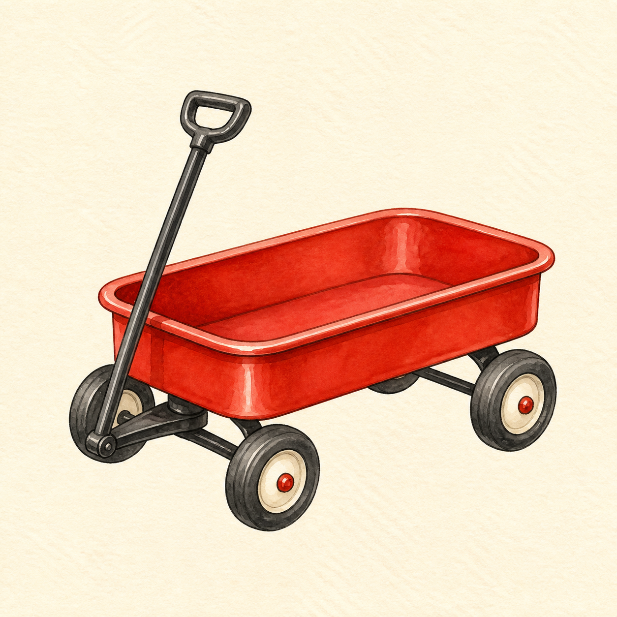 A classic little red pull wagon.