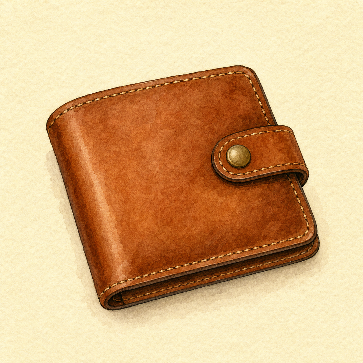 A closed brown leather wallet.