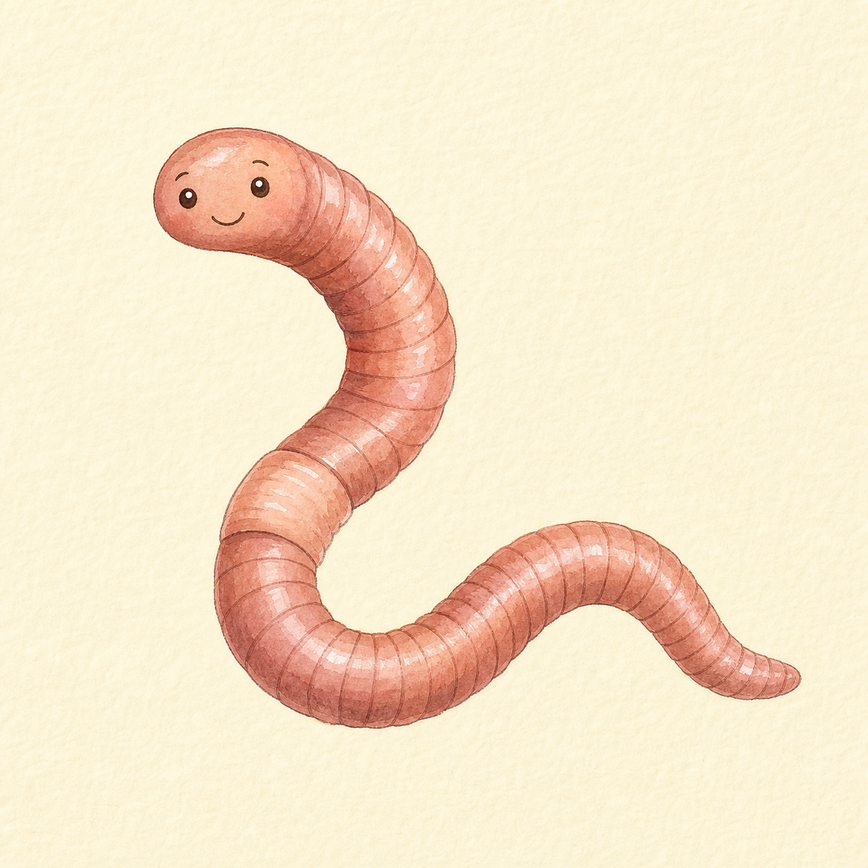 A gentle pink-brown earthworm.