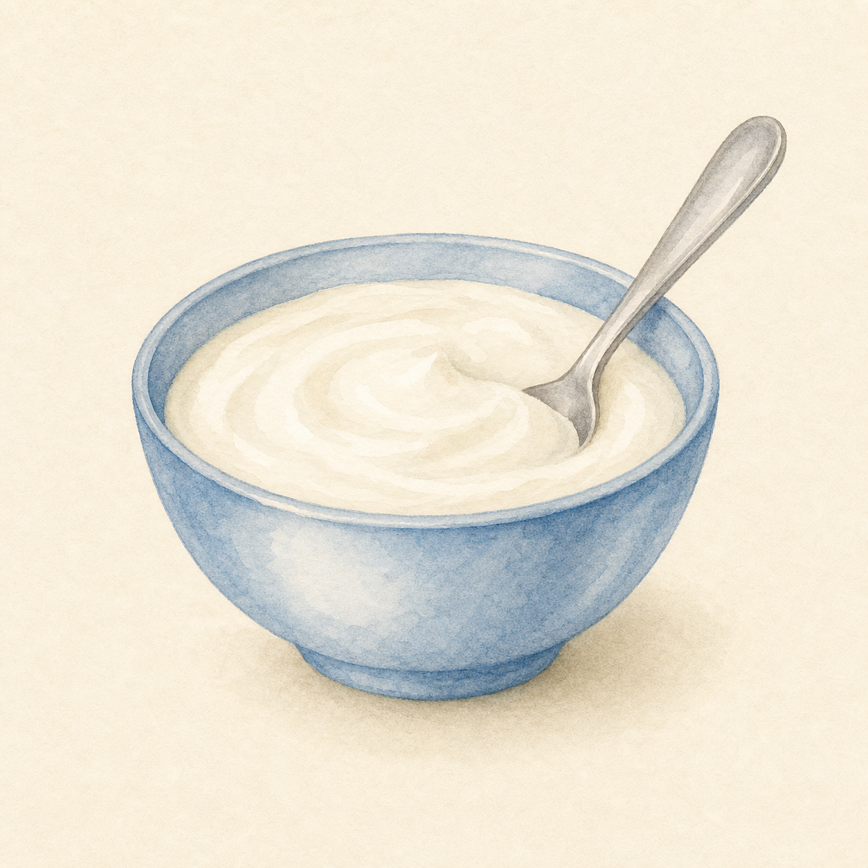A bowl of yogurt.