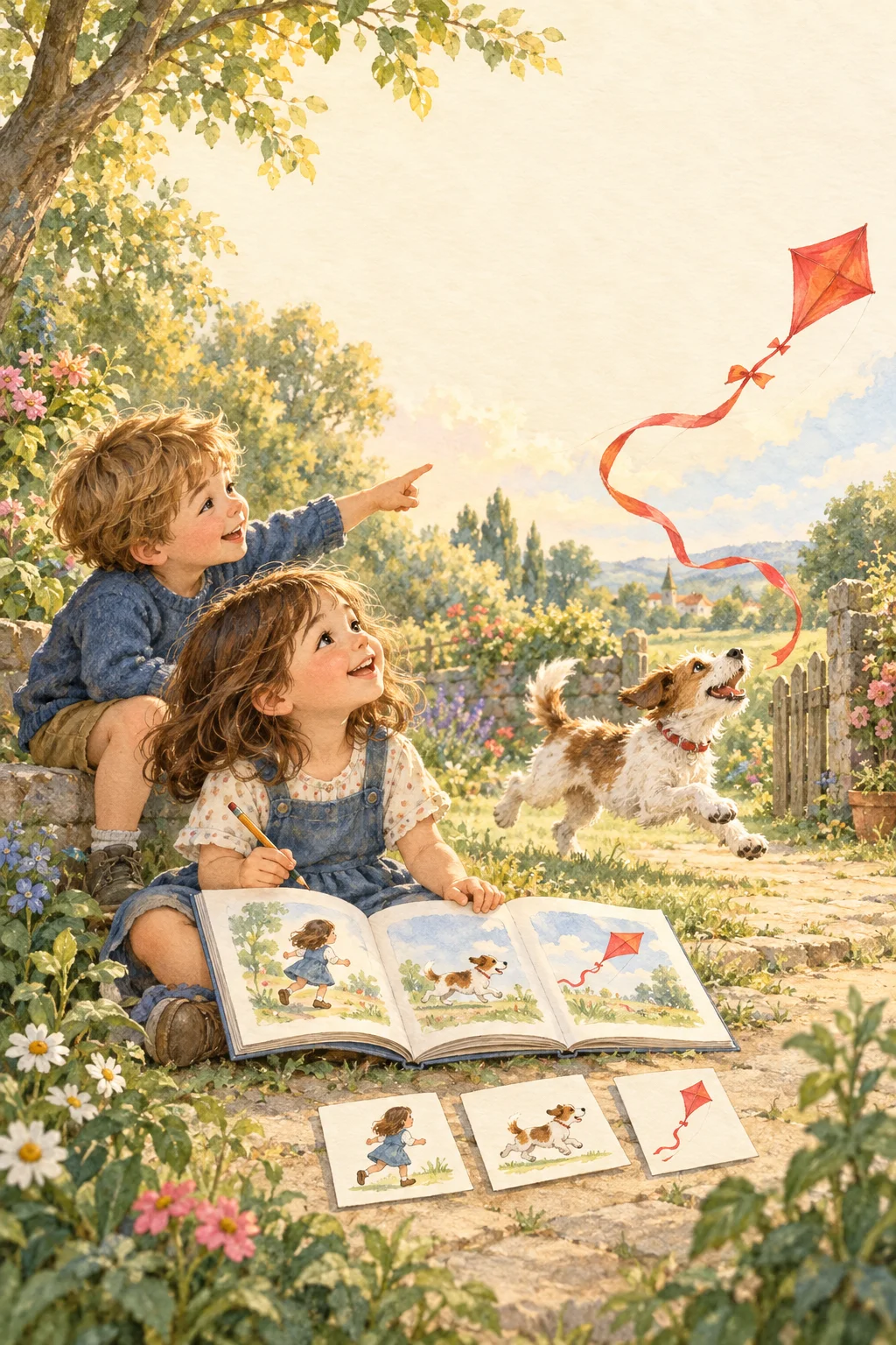 Watercolor cover for First Sentences